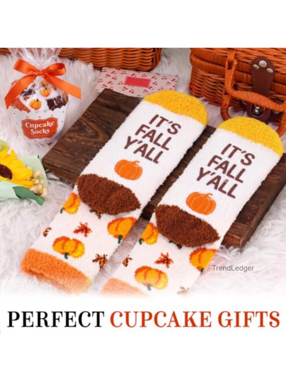 Fuzzy Plush Knit Novelty Fall Socks It's Fall Y'all Cozy Slipper Socks Women - Picture 2 of 5